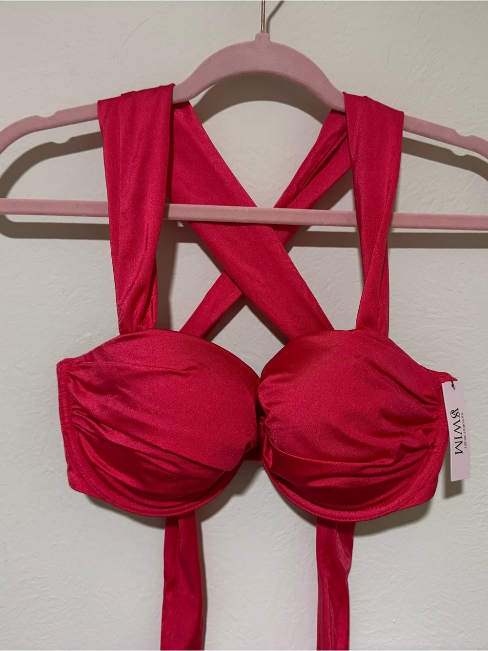 NWT Victoria's Secret Hot Pink Cross-Back Bikini Top